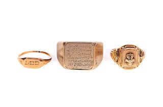 3 Antique Rings Wreck of 97 and Gold 1942 Class