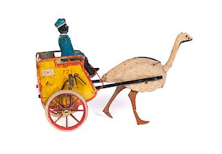 Lehmann Ostrich and Driver Tin Wind Up Toy