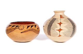 2 Native American Artist Signed Vases
