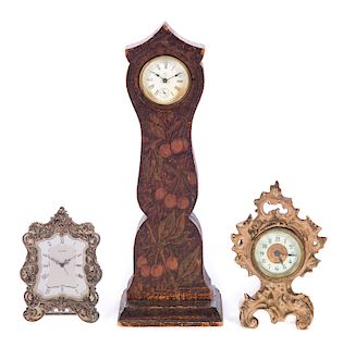 2 Ansonia Miniature Clocks & Swiss Cyma Clock