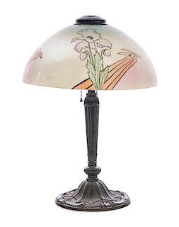 Obverse Painted Lamp by Pittsburgh Brass & Glass