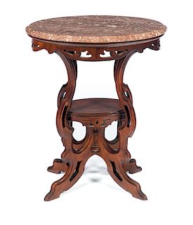 Walnut Victorian Marble Top Stand