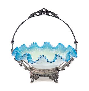 Victorian Art Glass Bride's Basket