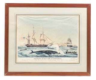 American Whaler Ship Lithograph