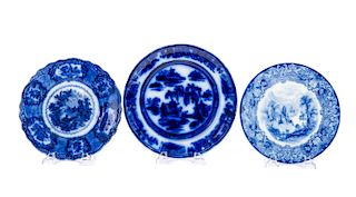 3 Flow Blue Plates