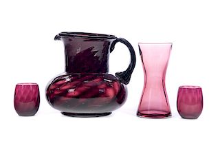 2 Pcs of Amethyst Glass Including Erickson Vase