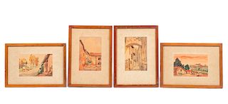 4 1948 Artist Signed Watercolor Paintings