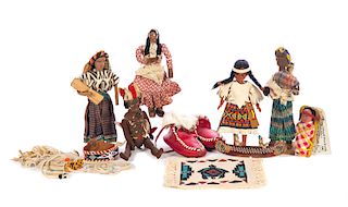 Group of Native American Dolls and Accessories