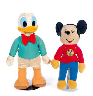 2 Walt Disney Donald Duck and Mickey Dolls