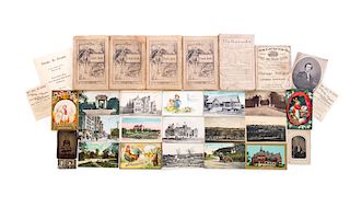 Group of Postcards and 1868 Railroad Guide