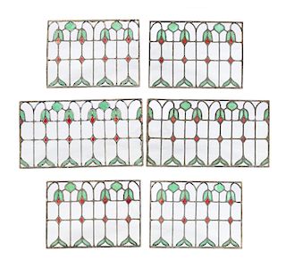 6 Arts & Crafts Stained Leaded Glass Windows