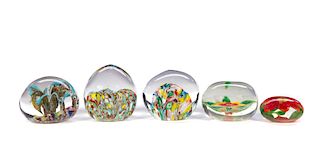 5 Art Glass Paperweights