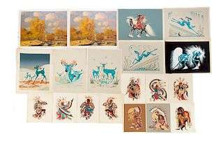 16 Native American Crumbo Silk Screens