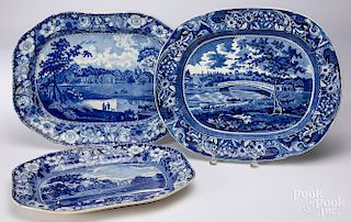 Historical blue Staffordshire platter, etc.
