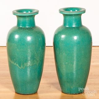 Pair of large Galloway pottery urns