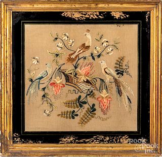 Floral and bird embroidery