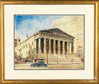 Watercolor of Second Bank of the United States