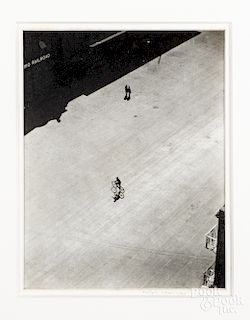 Photograph of Boy on Bike Below Brooklyn Bridge