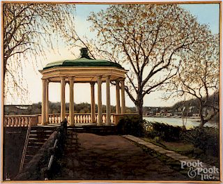 Oil on canvas of a Gazebo in Spring