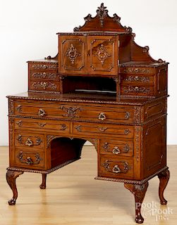 English carved mahogany desk