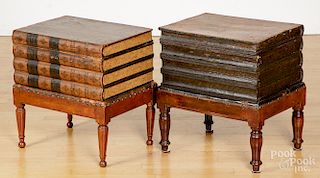 Two English painted book-form stands