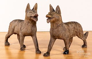 Pair of carved dogs