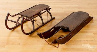 Two Victorian child's sleds