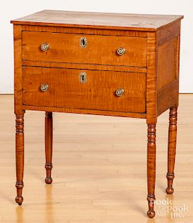 Sheraton tiger maple two-drawer stand