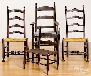 Four ladderback chairs