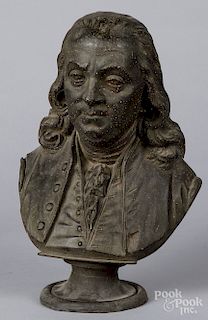 Zinc or tin bust of Benjamin Franklin