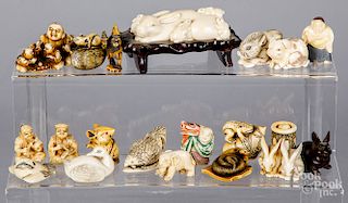 Collection of Japanese carved ivory netsukes