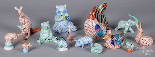 Collection of Herend porcelain animal figures