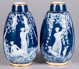 Pair of French Pate Sur Pate vases