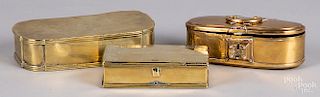 Three Dutch brass tobacco boxes