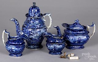 Four Historical Blue Staffordshire teawares