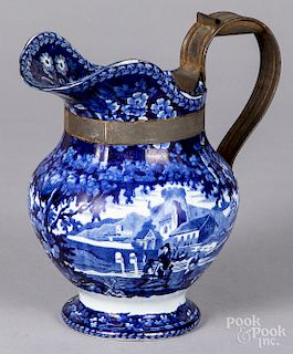 Blue Staffordshire pitcher