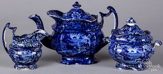 Historical Blue Staffordshire teapot, etc.