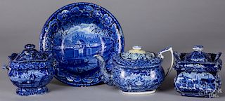 Four pieces of Historical Blue Staffordshire