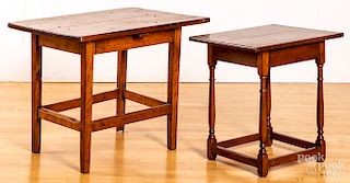 Two primitive pine and maple tavern tables