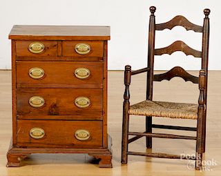 Pine child's chest and armchair