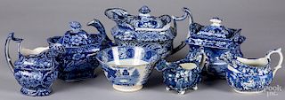 Blue Staffordshire teawares