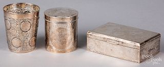 Chinese silver dresser box and caddy, etc.
