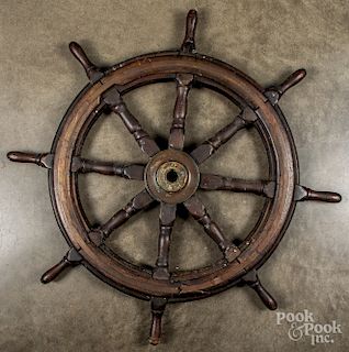 Antique mahogany ship's wheel
