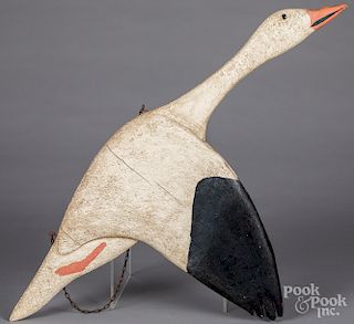 Carved and painted flying goose