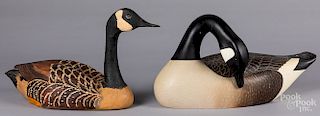 Two carved and painted Canada Goose decoys