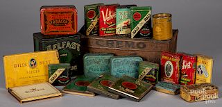 Collection of twenty-five tobacco and cigar tins