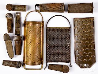 Large collection of tin graters