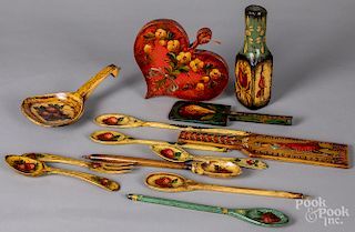 Group of painted woodenware