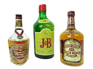 (3) Three Bottles JB, Chivas, Grants Royal