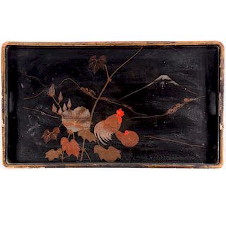 A Japanese lacquered tray.